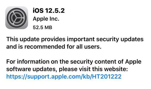 化州苹果手机维修分享iOS12.5.2发布，建议所有老苹果用户安装 
